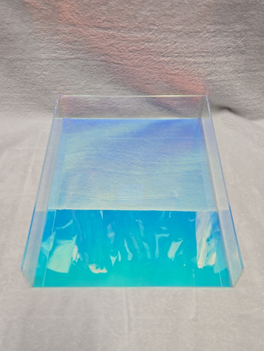 Nwt! Ashland Clear Iridescent Spring Decorative Desk Tray 9.5x12.3x1.7